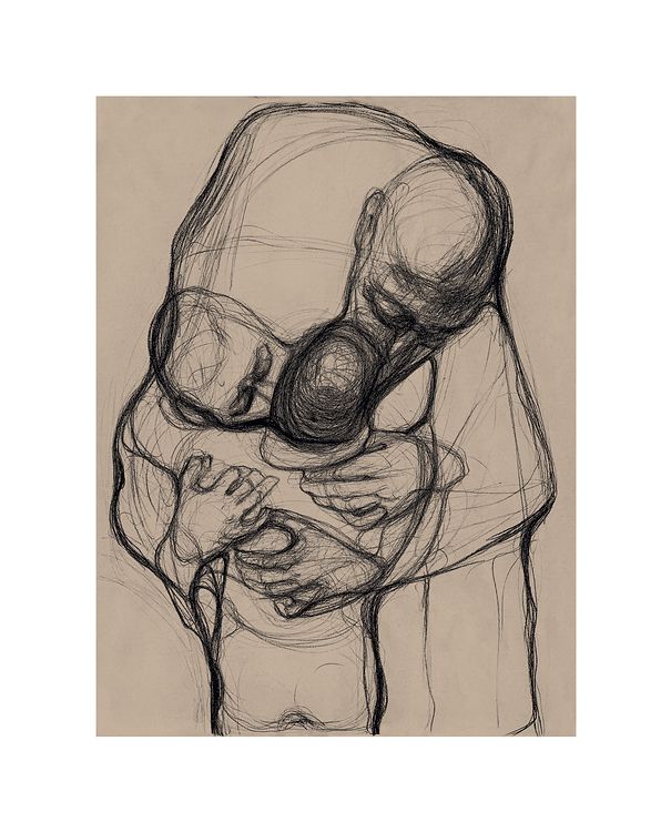 "161. Поцілунок, 2022 / Kiss, 2022 папір, вугілля / paper, charcoal 100 x 75,5 см."